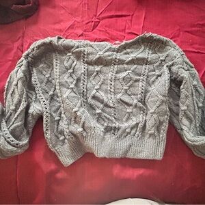 Forever 21 Gray Off-the-Shoulder Sweater with Chunky Knit